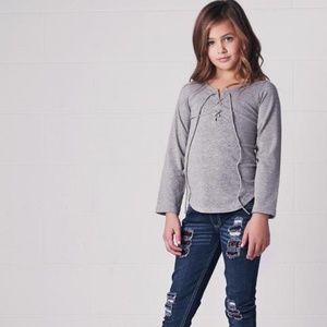 Jak & Peppar Skid Row Top in Heather Grey Size 14